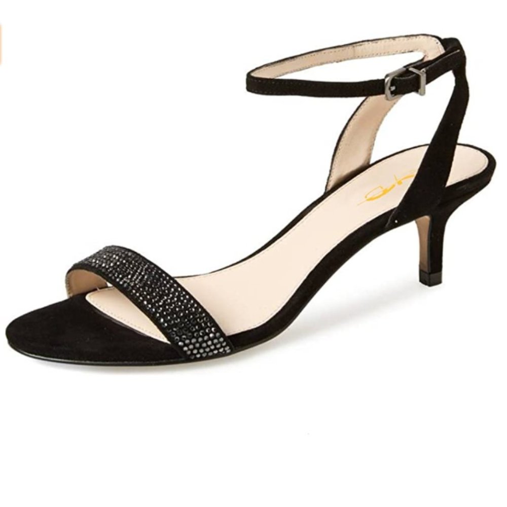 XYD Open Toe Ankle Strap Slingback Rhinestone Buckle Sandals